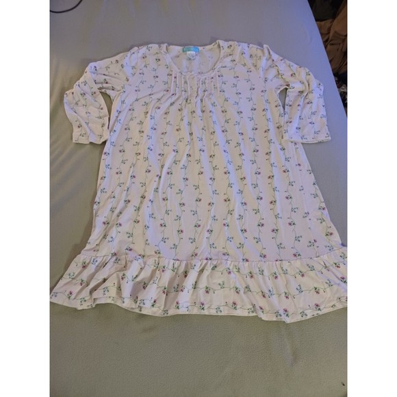 Ava & Bella womens XL Sleep shirt floral cream cotton blend - Picture 1 of 8